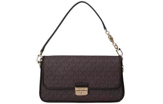 MICHAEL KORS Женская кожаная сумка-багет Bradshaw Acorn, коричнево-черная
