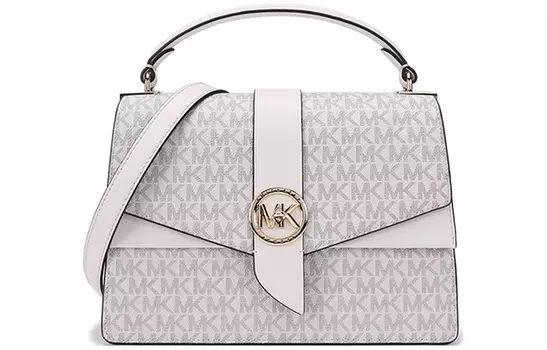 MICHAEL KORS Женская кожаная сумка на одно плечо, цвет ванильно-белый, среднего размера