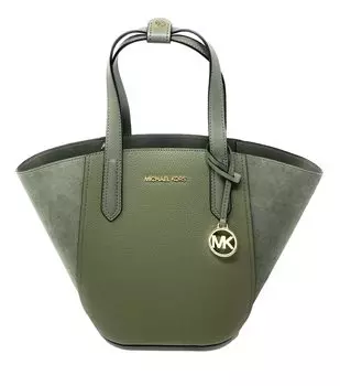 Michael Kors Женская кожаная замшевая большая сумка ortia, цвет Army Green/Gold