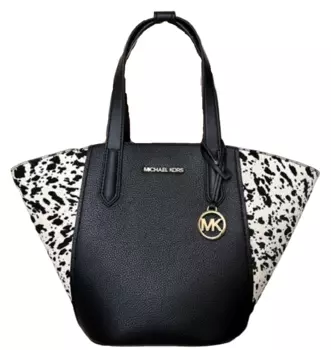 Michael Kors Женская кожаная замшевая большая сумка ortia, цвет Black/Multi