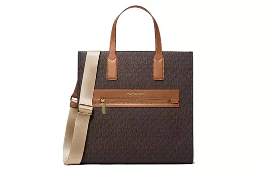 MICHAEL KORS Женская сумка-шоппер Kenly Canvas, цвет Acorn Brown