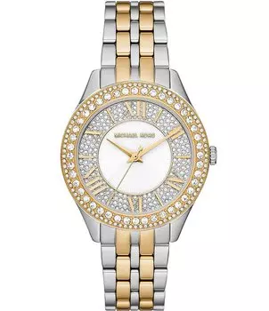 Michael Kors Женские двухцветные часы Harlowe с браслетом из нержавеющей стали и кристаллами, серебро