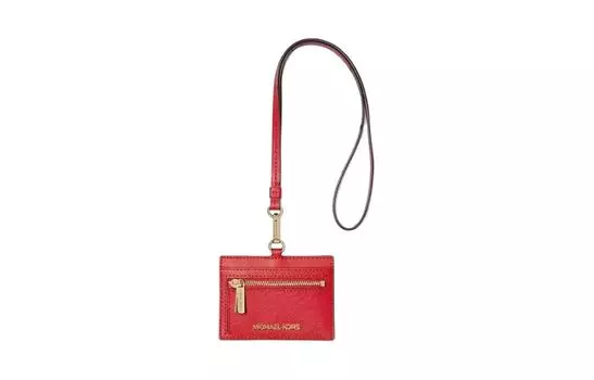 MICHAEL KORS Женский держатель карт Jet Set Travel из сафьяновой кожи, ярко-красный