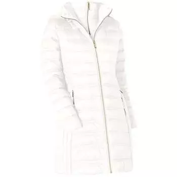 Michael Michael Kors Белое пуховое пальто с капюшоном, складывающееся в 3/4