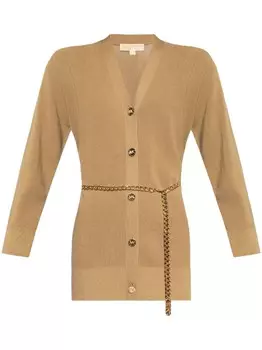 Michael Michael Kors длинный кардиган с цепочным поясом, нейтральный цвет
