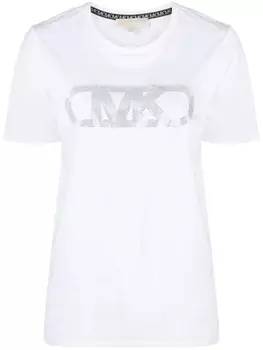 Michael Michael Kors футболка из органического хлопка с логотипом и стразами, белый