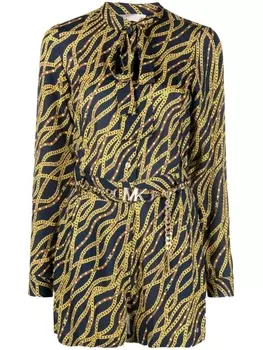 Michael Michael Kors комбинезон с длинными рукавами и принтом, синий