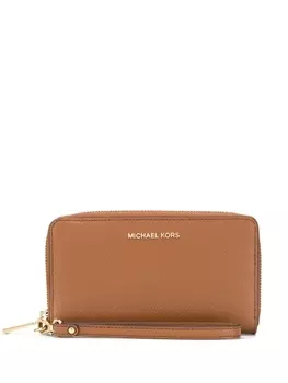 Michael Michael Kors кошелек с круговой молнией и логотипом, коричневый