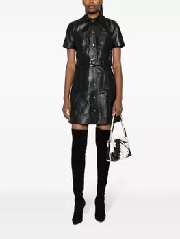 Michael Michael Kors кожаное платье мини с поясом, черный