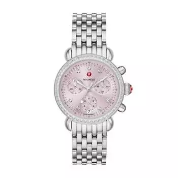 MICHELE женские часы CSX Swiss Chronograph, нержавеющая сталь, серебряный