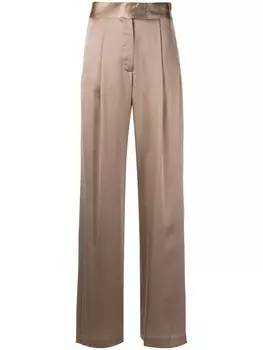 Michelle Mason атласные брюки широкого кроя, нейтральный цвет