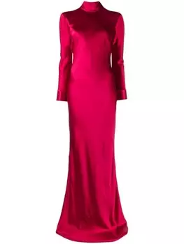 Michelle Mason платье с открытой спиной и длинными рукавами, красный