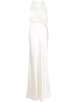 Michelle Mason платье с вырезом халтер и драпировкой, белый