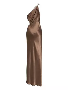 Michelle Mason шелковое платье асимметричного кроя, коричневый
