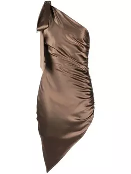 Michelle Mason шелковое платье асимметричного кроя, коричневый