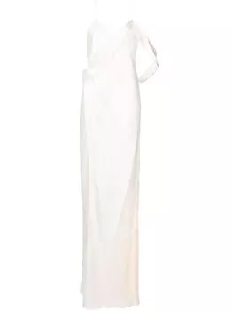 Michelle Mason вечернее платье макси с запахом, белый