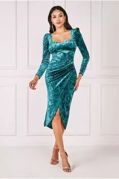 Миди Ice Velvet с расклешенным краем Goddiva, зеленый