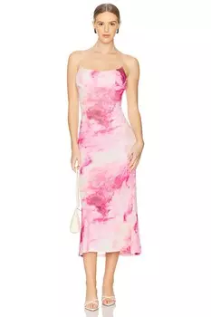 Midi-платье Adoni Bardot, pink tie dye