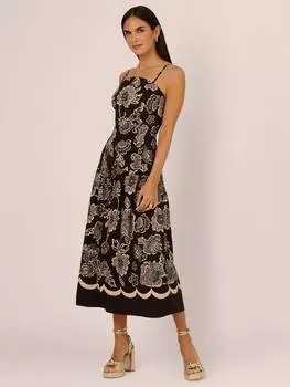 Миди-платье adrianna by с цветочными ремешками Adrianna Papell, цвет Black/Ivory