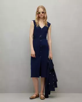 Миди-платье без рукавов с рубчиком Easy Wear, темно-синий