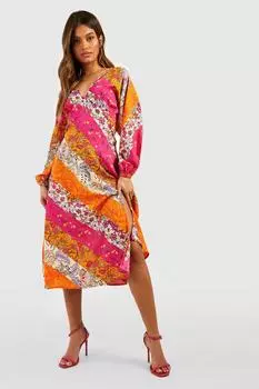 Миди-платье Boohoo, розовый