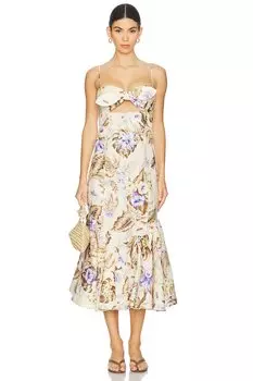 Midi-платье Coco с завязками спереди Zimmermann, cream multi floral