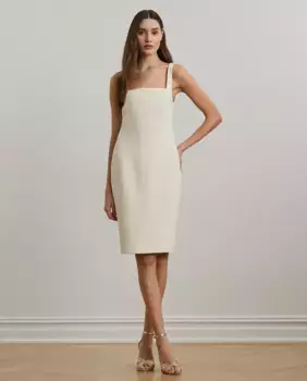 Миди-платье для коктейля без рукавов Lauren Ralph Lauren, кремовый