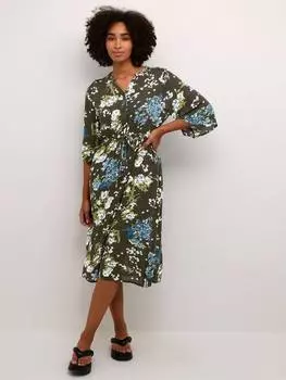 Миди-платье ekua с рукавом 3/4 KAFFE, цвет Green Tone