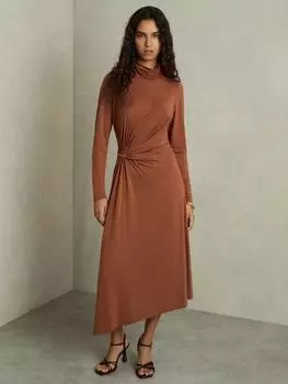 Миди-платье из джерси кейси Reiss, кэмел