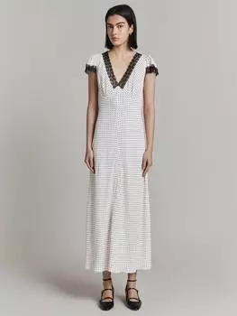 Миди-платье косого кроя erika в горошек Ghost, цвет Ivory/Black