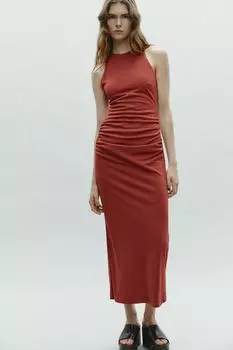 Миди-платье на бретельках с перекрещивающейся спинкой ZARA, цвет Russet