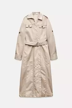 Миди платье-рубашка ZARA, песочный