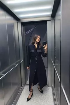 Миди платье-рубашка ZARA, синий