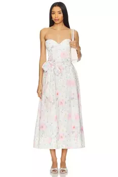 Миди-платье с цветочным принтом и галстуком Bardot, summer white floral