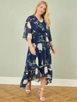 Миди-платье с цветочным запахом bird Yumi, темно-синий
