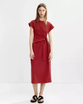Миди-платье с драпировкой и боковой шнуровкой Parfois, красный