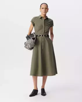 Миди-платье с коротким рукавом IKKS, цвет Kaki