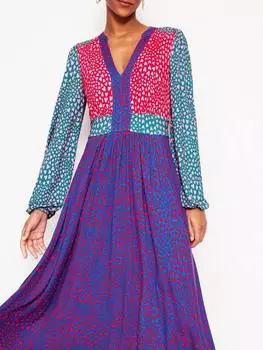 Миди-платье с лилиевыми сердечками Boden, синий/разноцветный