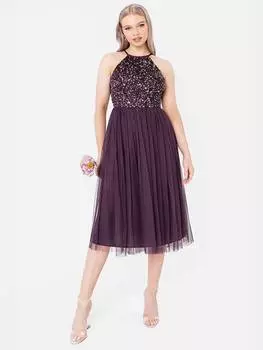 Миди-платье с отложным воротником Maya Deluxe, цвет Berry