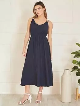 Миди-платье с перекрещивающимися складками на спине Yumi, темно-синий