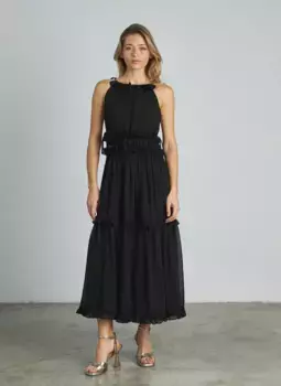 Миди-платье с принтом и воротником халтер Alma en Pena, черный