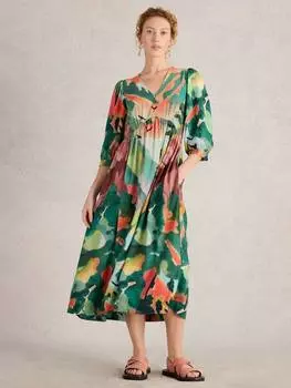 Миди-платье с принтом lucy White Stuff, зеленый/разноцветный