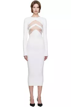 Миди-платье с шевронами Jean Paul Gaultier, белый