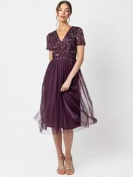Миди-платье с v-образным вырезом Maya Deluxe, цвет Berry