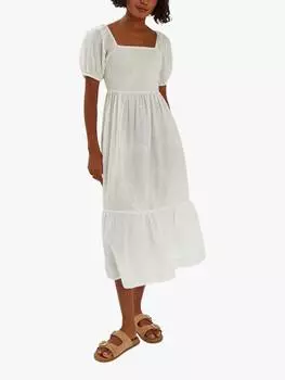 Миди-платье с вышитыми пышными рукавами Accessorize, белый