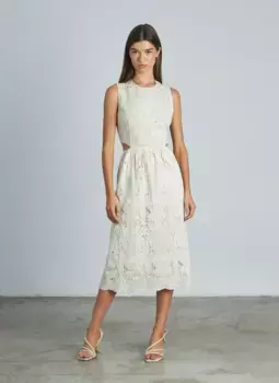 Миди-платье с вышивкой и вырезами на талии Alma en Pena, белый