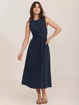 Миди-платье с завихренной талией Mint Velvet, цвет Blue Navy