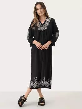 Миди-платье свободного покроя с вышивкой от nura Part Two, черный