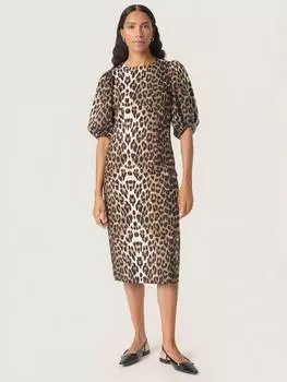 Миди-платье xala с леопардовым принтом Soaked In Luxury, коричневый/разноцветный