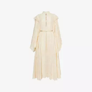 Миди-платье Zimmermann кружевное из хлопкового поплина, бежевый